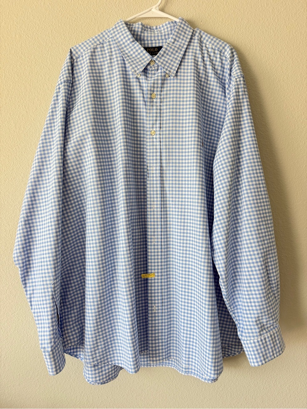 Polo Ralph Lauren Blue Gingham Check Button Down Shirt 3XB 3TG Big Classic Fit